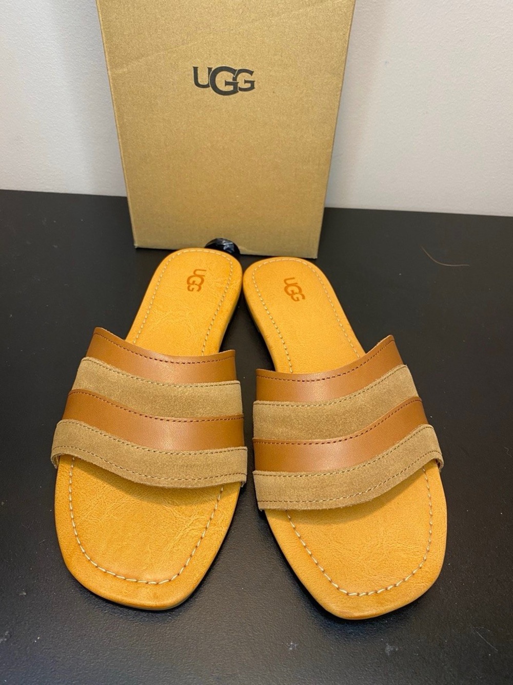 UGG Women’s Ximena Slide Sandal Brown Ombre Suede Leather Slip-On Shoe 8.5 & 9.5